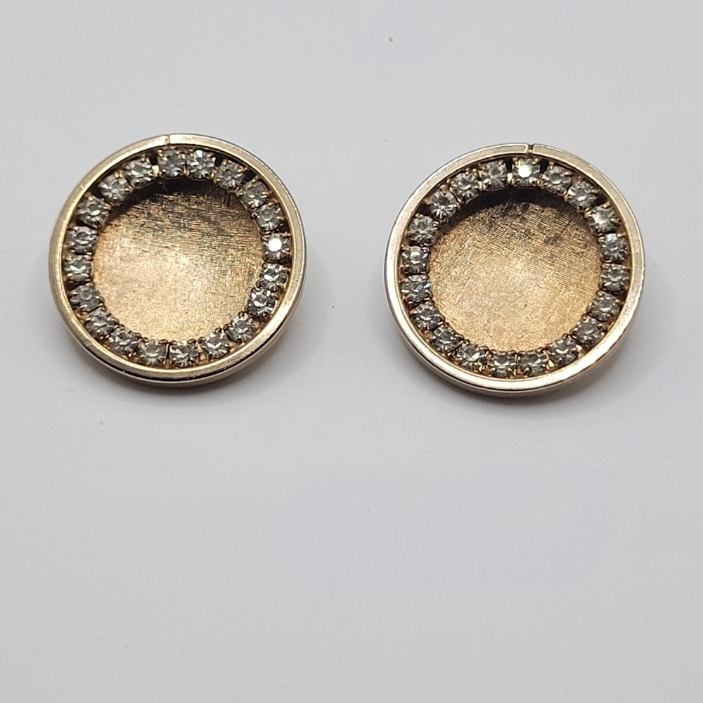 Crystal Stud Gold Tone Shoe Clips